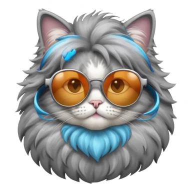 cat with sunglasses and magical, voluminous studio hair sticker