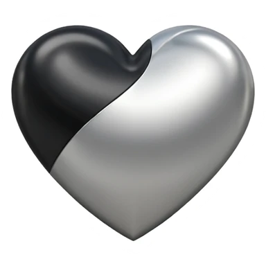 Minimalistic heart emoji, geometric metallic black and white, smooth curves, reflective edges, flat futuristic style
 sticker