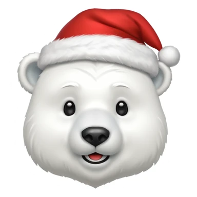full polar bear with christmas hat on sticker