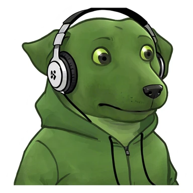 Dog wearing a hoodie and headphones  sticker