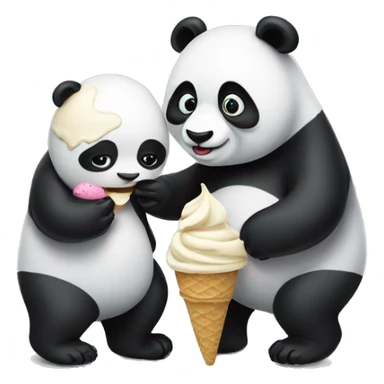 Panda eating ice cream with ugly girl sticker