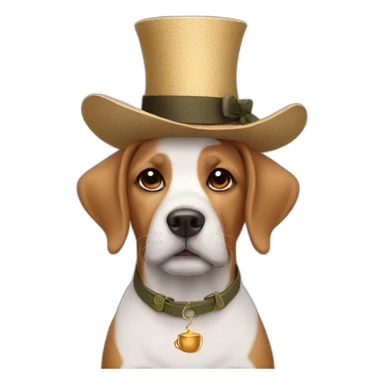 Dog with a tea hat sticker