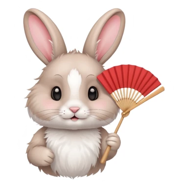 A rabbit hold a folding fan playfully sticker