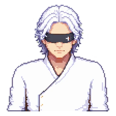 Satoru Gojo, white hair, blindfold, using infinity technique, pixel art style sticker