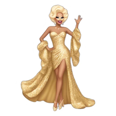 Rupaul’s drag race, drag queen, sequin dress, holding right arm in the air sticker