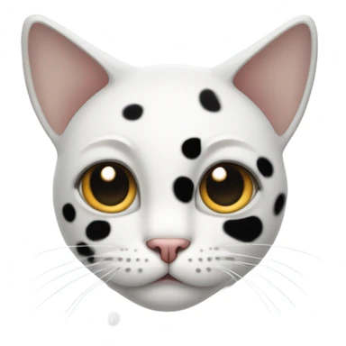 A white cat with black spots that is sad sticker