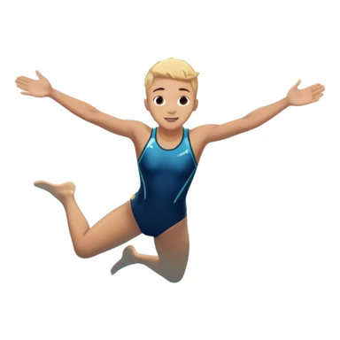 A young person leaps boldly into a sparkling pool named “Confidence,” arms wide, surrounded by skilled divers mid-air. Though less experienced, their fearless energy shines, symbolizing the courage to grow alongside greatness. sticker