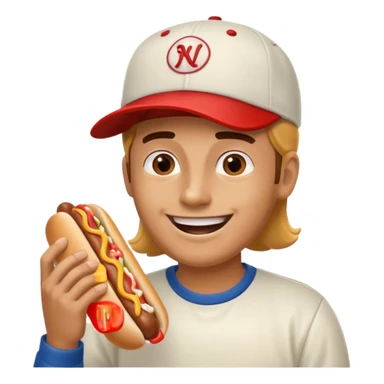 man eating hotdog sticker