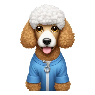 Dog wearing a poodle sticker