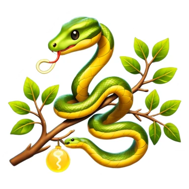 Snake wrapped around a glowing branch sticker