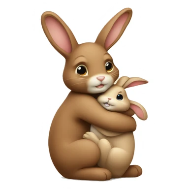Brown bunny hugging beige bunny sticker