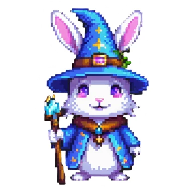 rabbit wizard with magic hat sticker