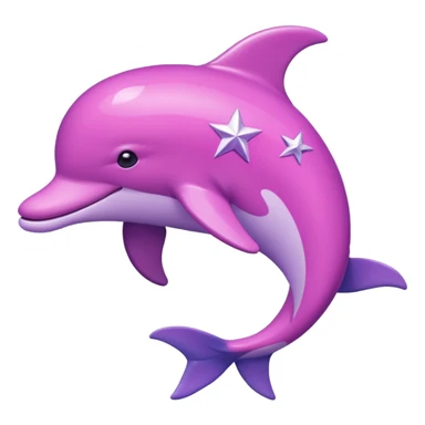 Pink and purple Dolphin with silver stars sticker