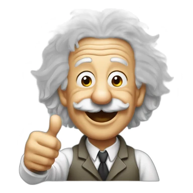 albert einstein with one thumbs up sticker