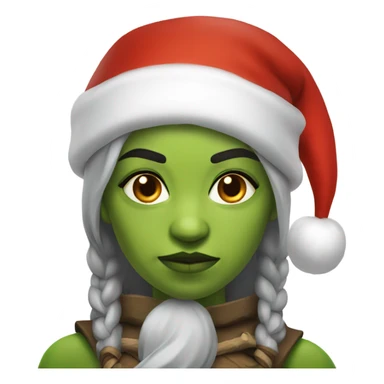 orc female warrior with santa hat sticker