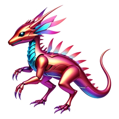  Epic legendary warm-colored reddish rare glowing mechanical Shiny sparkly transparent bioluminescent luminescent vibrant bright pastel dark exotic iridescent colorful gradients futuristic modern metallic glossy glittery fantasy-cyber-Fakémon-Vernid-creature sticker