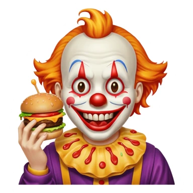 Art the clown from terriffer eating a burger sticker