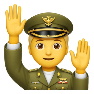 Eine salutierenden Emoji (Hautfarbe: gelb ) in Armee Klamotten männlich; salutierend mit der rechten Hand und auf der Höhe der Stirn sticker