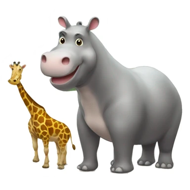 hippopotame qui dans un slow avec une girafe sticker