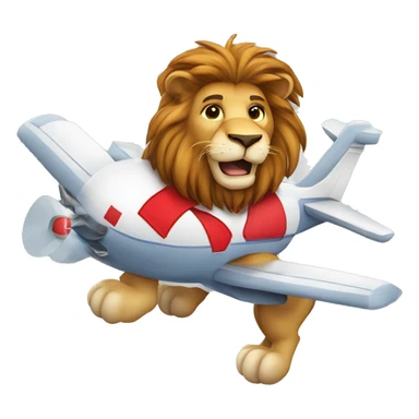 A Lion cartoon character with a big heart on his uniform flying an aircraft sticker