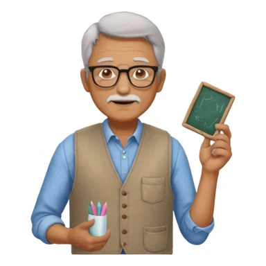 Male Teacher – older man, vest over shirt, glasses, chalk in one hand. sticker