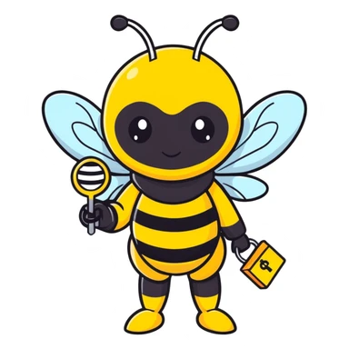 bee in a bee costume with keys in her hands  sticker