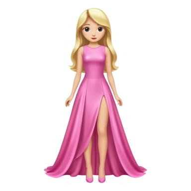 woman long blonde hair pink shiney dress full body sticker