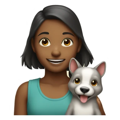 smiling girl with animal friend no hat sticker
