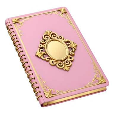 Notebook rococo style, gold and pink and white. angled view sticker