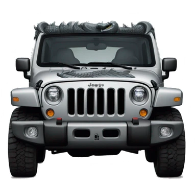 Jeep rubicon grey with a dragon painted on the front door sticker