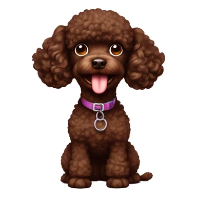Chocolate brown toy poodle dog with tongue inside sticker