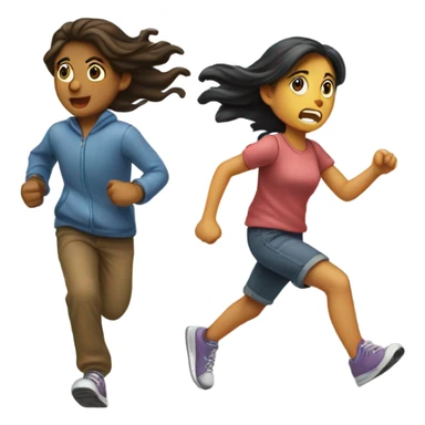 a girl running from a boy  sticker