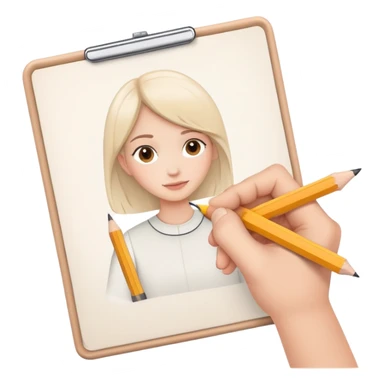 hands holding a pencil and drawing, simple and friendly sticker