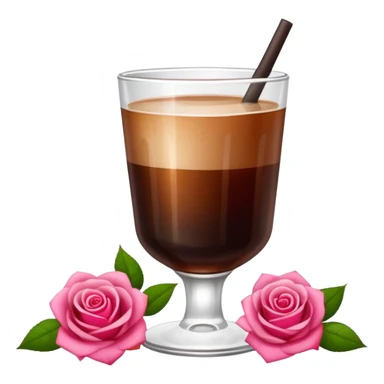 Cold brew coffee with mini roses pink red and small size mini glas cup sticker