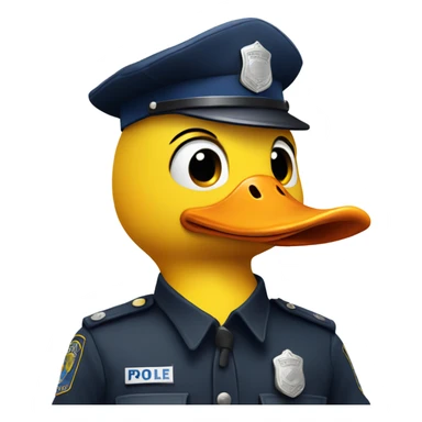 Duck with police cap sticker