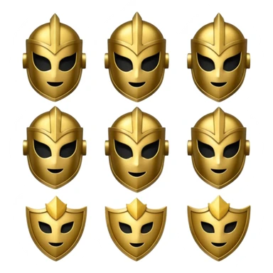 several golden knights with shadowy backgrounds, emoji style sticker