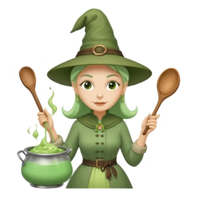 green witch cooking potion sticker