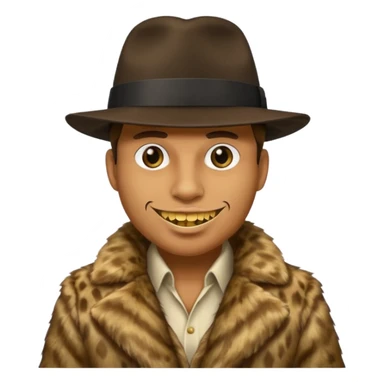 ganster with fur coat and gold teeth sticker