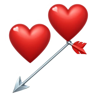 2 red hearts pierced by Cupid's arrow sticker