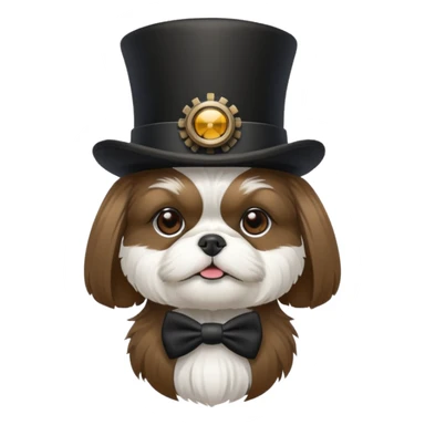 Shitzu black and white with top hat /steampunk sticker