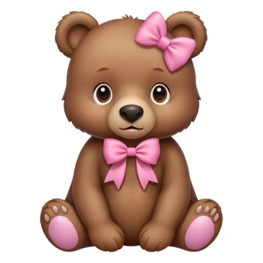 Cute brown bear with a pink bow sitting down sticker