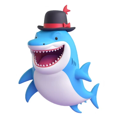 shark with a top hat sticker