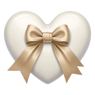 white heart with beige bow sticker