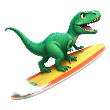 Trex riding a surfboard  sticker