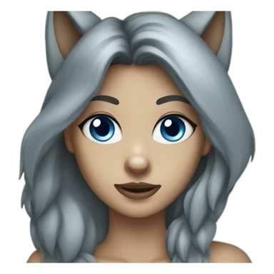 dark female gray wolf blue eyes  sticker
