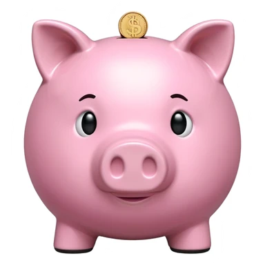 pink piggy bank with coin slot sticker