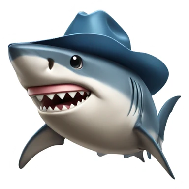 Shark with a cowboy hat sticker