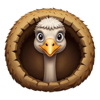 Ostrich with it's head inside a hole in the ground only it's body and neck visible sticker