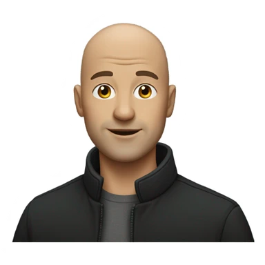 bald man in black jacket sticker