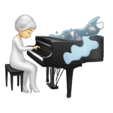 Piano girl playing with the winter inside her heart sticker
